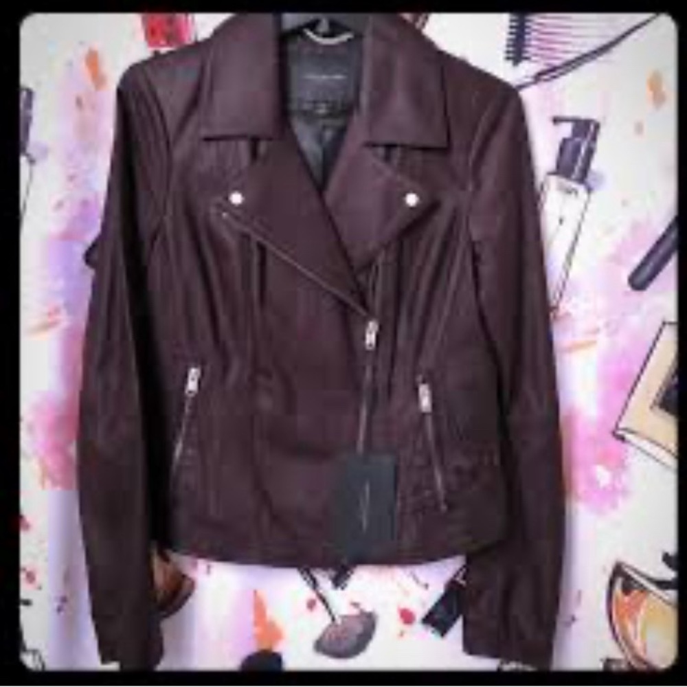 Marc New York  Andrew Marc Motto Style Vegan Leather & Suede Jacket Size M